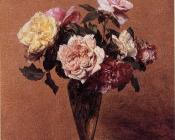 Roses in a Vase - 亨利·方丹·拉图尔
